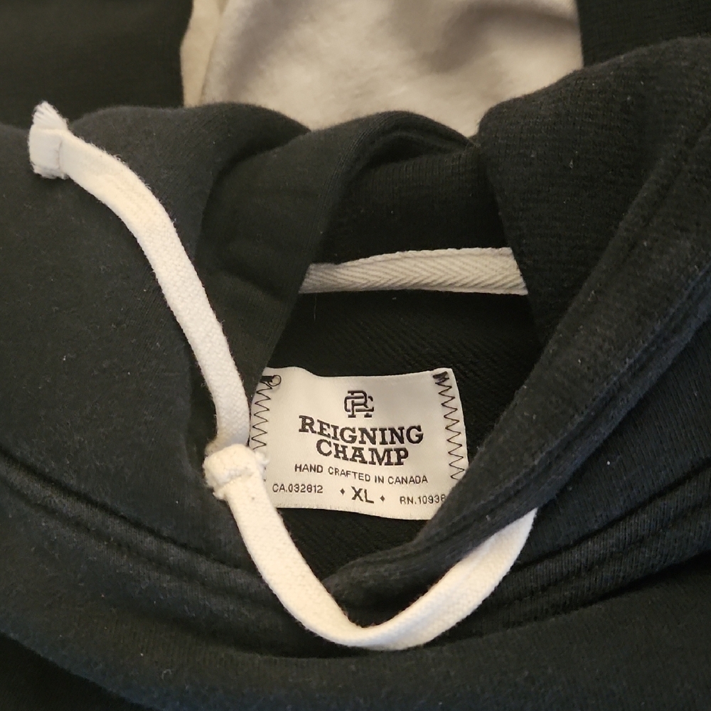 Reigning Champ Black and White Hoodie